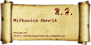 Mifkovics Henrik névjegykártya